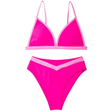 SUUKSESS Women Color Block Triangle Bikini Set for Summer