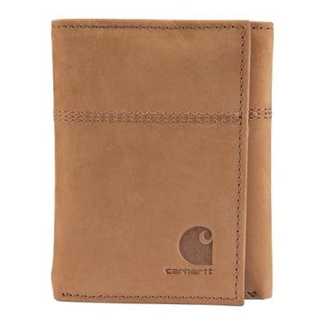 Carhartt Men's Rugged Saddle Leather Trifold Wallet - Durable & Stylish