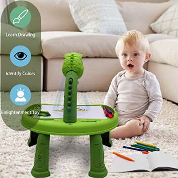 Dinosaur Drawing Projector Table for Kids, Realistic Dinosaur Design Painting Drawing Table LED Proj...