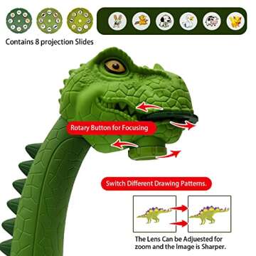 Dinosaur Drawing Projector Table for Kids, Realistic Dinosaur Design Painting Drawing Table LED Projector Childrens Toy Educational Early Learning Sketch Doodle Board for Kids Boys Girls (Dinosaur)
