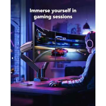 HUANUO Dual Monitor Stand for 13 to 40 inch, Premium Dual Monitor Mount with USB, Height Adjustable Monitor Stand for 2 Monitors, VESA Mount with Clamp/Grommet Base, Each Arm Hold up to 26.4lbs, Black