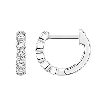 PAVOI 14K White Gold Plated Sterling Silver Post 1.75mm Cubic Zirconia Cuff Earrings Huggie Stud