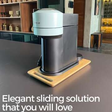 Ibyx Elegant Sliding Tray for Your Coffee Maker & Heavy Kitchen Appliances - Sturdy, Slides Easily from Under The Cabinet (Natural, Small- Long (7.5” X 14.5”))