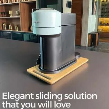 Ibyx Elegant Sliding Tray for Your Coffee Maker & Heavy Kitchen Appliances - Sturdy, Slides Easily from Under The Cabinet (Natural, Small- Long (7.5” X 14.5”))
