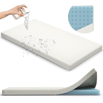 2” Crib Mattress Topper Memory Foam - Waterproof Breathable Soft Washable Cover 52” x28” x 2?...