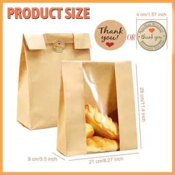 Larger 50 Pack Kraft Sourdough Bread Bags,50% Thicker Bread Bags for Homemade Bread,Pper Bakery Bags...