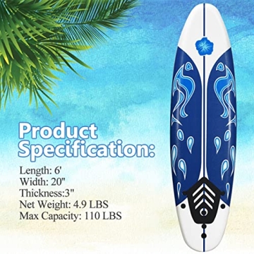Giantex 6' Surfboard Perfect for Kids Beginners Fun