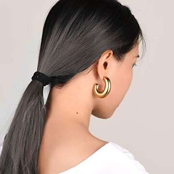 Elegant Chunky Hoop Earrings - 18K Gold Stainless Steel