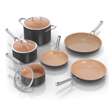 Ninja Non Stick Pots and Pans Set - 9-Piece Ceramic Cookware Set - Lightweight & Induction Ready