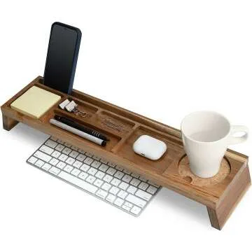 Natural Wood Desk Organizer - Stylish & Functional