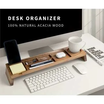 Natural Wood Desk Organizer - Stylish & Functional