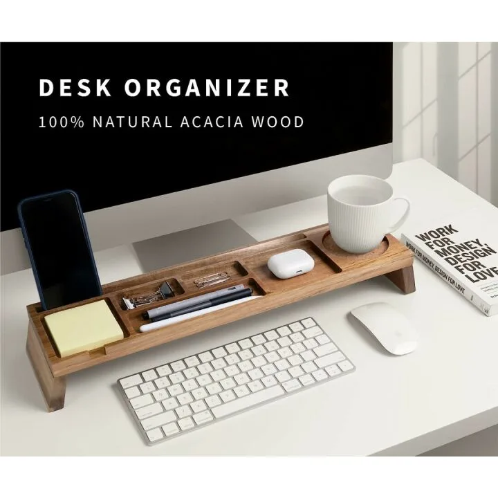Natural Wood Desk Organizer - Stylish & Functional