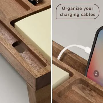 Natural Wood Desk Organizer - Stylish & Functional