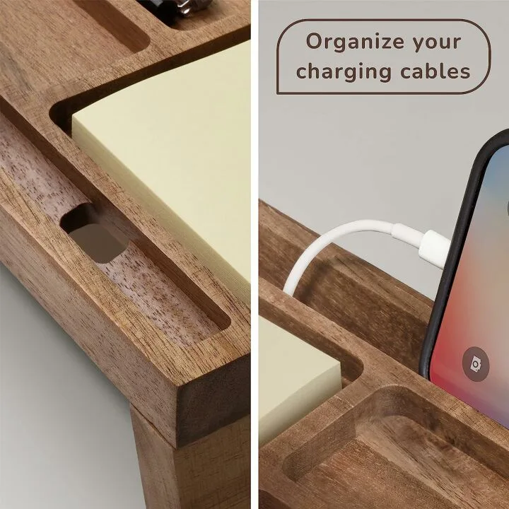 Natural Wood Desk Organizer - Stylish & Functional