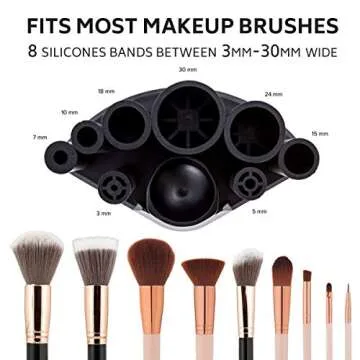 Urban Butterfly Electric Makeup Brush Cleaner Spinner, Deep Cosmetic Brush Cleaner Mat with 8 Size Rubber Collars, Black