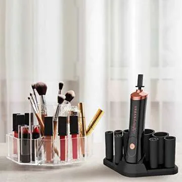 Urban Butterfly Electric Makeup Brush Cleaner Spinner, Deep Cosmetic Brush Cleaner Mat with 8 Size Rubber Collars, Black