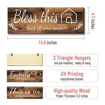 Rustic Family Wall Art Set - 4 Piece Decor