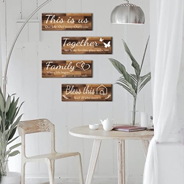 Rustic Family Wall Art Set - 4 Piece Decor
