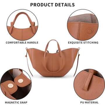 JQWYGB Large Vegan Leather Tote Handbag Large Capacity Top-handle Purse Shoulder Bags for Woman Trendy Tote Satchel