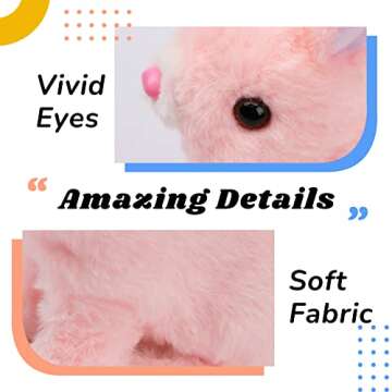Hopearl Hopping Rabbit Interactive Electronic Pet Plush Bunny Toy with Sounds and Movements Animated Walking Wiggle Ears Twitch Nose Gift for Toddlers Birthday, Pink, 7''
