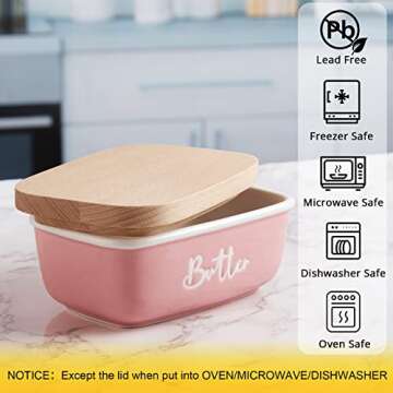 Pink Butter Dish with Lid for Kitchen Decor
