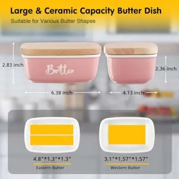 Pink Butter Dish with Lid for Kitchen Decor