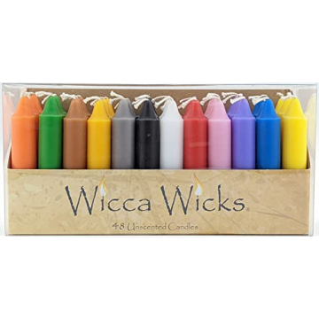 Wicca Wicks Colored Candles for Meditation & Rituals - 48 Pack