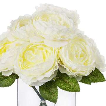 Silk Peony Flowers Arrangement in Clear Glass Vase