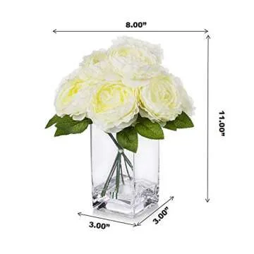 Silk Peony Flowers Arrangement in Clear Glass Vase