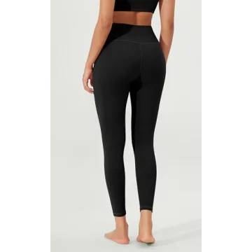 ODODOS ODLEX 2-Pack High Waist 7/8 Length Workout Leggings for Women, 25" Tummy Control Atheltic Yoga Pants, Black+Black, Medium