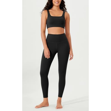 ODODOS ODLEX 2-Pack High Waist 7/8 Length Workout Leggings for Women, 25" Tummy Control Atheltic Yoga Pants, Black+Black, Medium