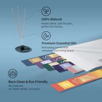 Huacense Incense Sticks - Set of 6 Variety Pack (120 Sticks)- Sandalwood, Lavender, Palo Santo, White Sage, Cedar, Lemon - Natural Non Toxic Incense Sticks Spiritual Healing