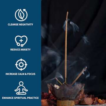 Huacense Incense Sticks - Set of 6 Variety Pack (120 Sticks)- Sandalwood, Lavender, Palo Santo, White Sage, Cedar, Lemon - Natural Non Toxic Incense Sticks Spiritual Healing