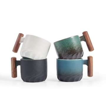 BlogBlog Ceramic Espresso Cups with Wooden Handle