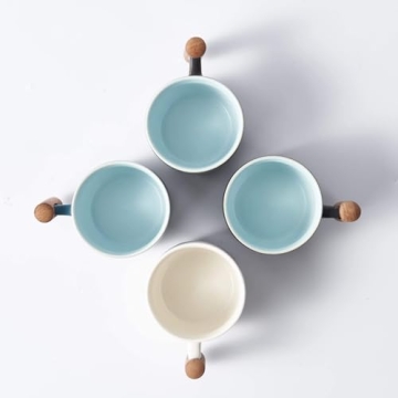 BlogBlog Ceramic Espresso Cups with Wooden Handle