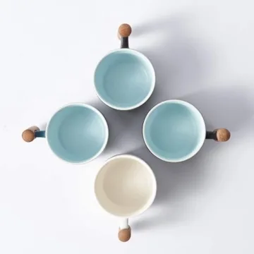 BlogBlog Ceramic Espresso Cups with Wooden Handle