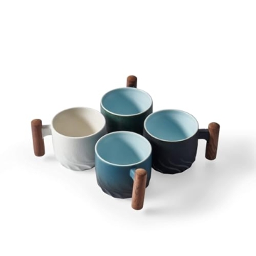 BlogBlog Ceramic Espresso Cups with Wooden Handle
