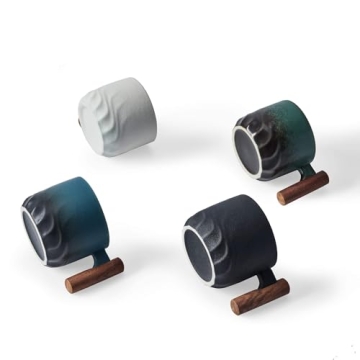 BlogBlog Ceramic Espresso Cups with Wooden Handle