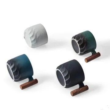 BlogBlog Ceramic Espresso Cups with Wooden Handle