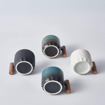 BlogBlog Ceramic Espresso Cups with Wooden Handle
