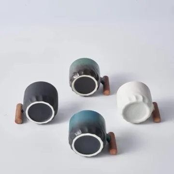 BlogBlog Ceramic Espresso Cups with Wooden Handle