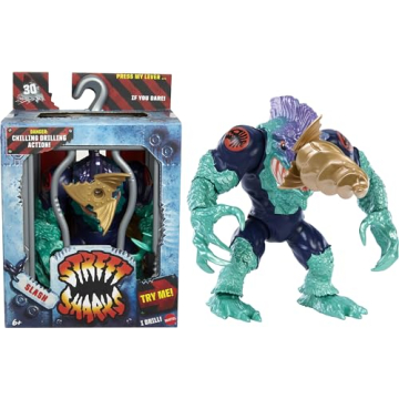 Mattel Street Sharks Slash Action Figure with Killer Drilling Action, Collectible 90s Toy, 6-Inch