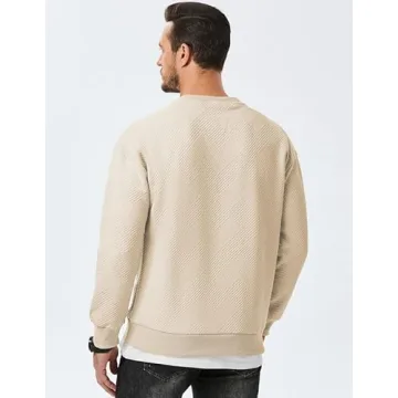 Dokotoo Men's Long Sleeve Casual Sweatshirt in Beige