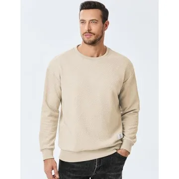 Dokotoo Men's Long Sleeve Casual Sweatshirt in Beige