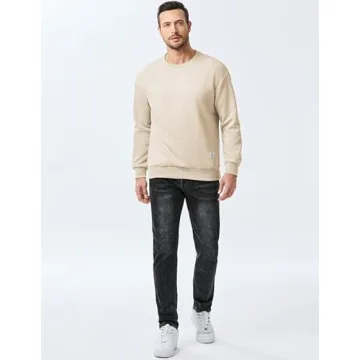 Dokotoo Men's Long Sleeve Casual Sweatshirt in Beige