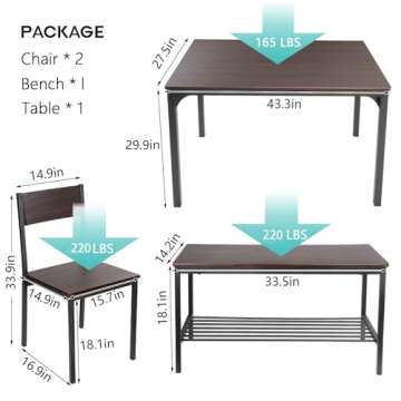 Soges 4-Piece Dining Table Set for Small Spaces