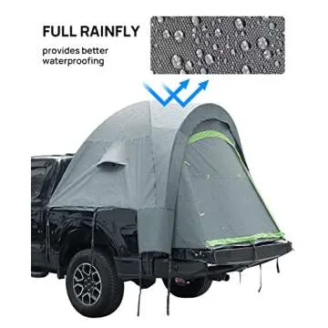 JOYTUTUS Pickup Truck Tent 5ft 2.0, Waterproof PU2000mm Double Layer for 2 Person, Portable Truck Bed Tent with Rainfly, Green, Aluminum Pole