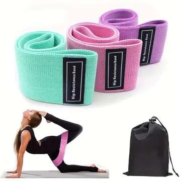Hip Resistance Bands - Fabric Hip Bands - Cotton Non-Slip Hip Thruster Loop Band Set - for Glute Act...