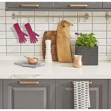 Oven Gloves with Fingers by Beets & Berry, Cooking Gloves Heat Resistant up to 650°F, for Small Hands, Baking Gloves Extra Long, BBQ Glove, Oven Glove, Kitchen Gloves for Oven, Grill Gloves, Maroon