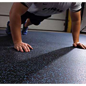 American Floor Mats Fit-Lock 3/8 Inch Heavy Duty Rubber Flooring - Interlocking Rubber Tiles (24" x 24" Tile) Solid Black 6' x 8' Set (12 Tiles Total) - Exercise Mats, Home Gym Sets